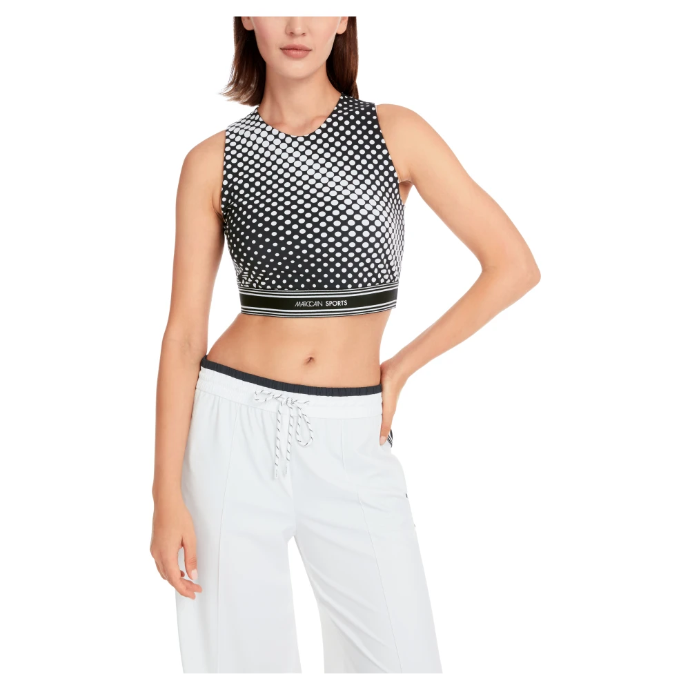 Marc Cain Grafische sportieve top met superstretch Black Dames
