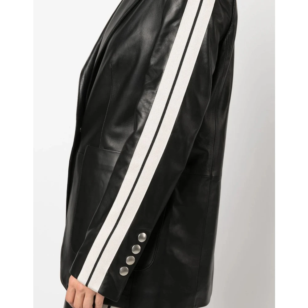 Palm Angels Zwarte Leren Track Blazer Black Dames