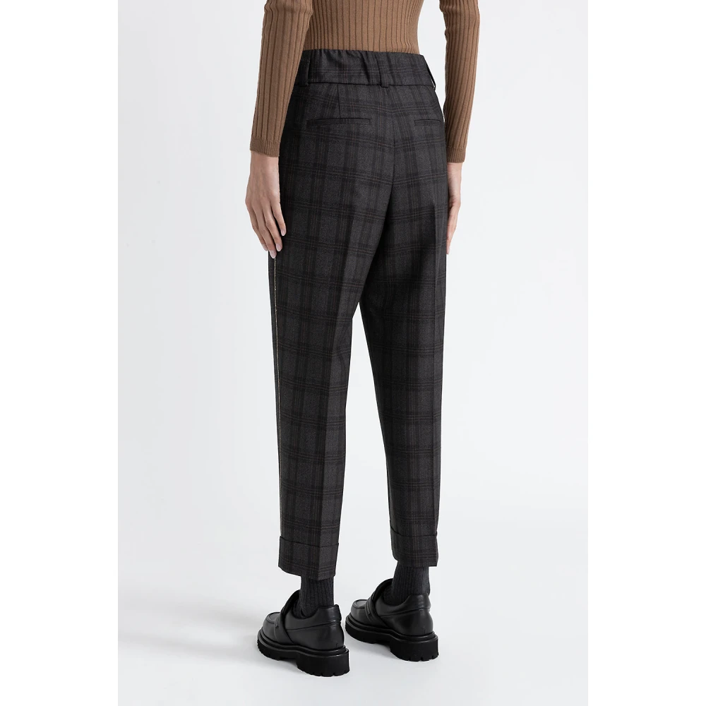 PESERICO Pure wollen sigarettenbroek Brown Dames