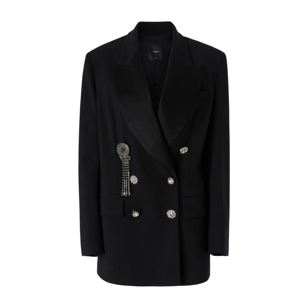 Pinko Zwart Jas met Kristalversiering Black Dames