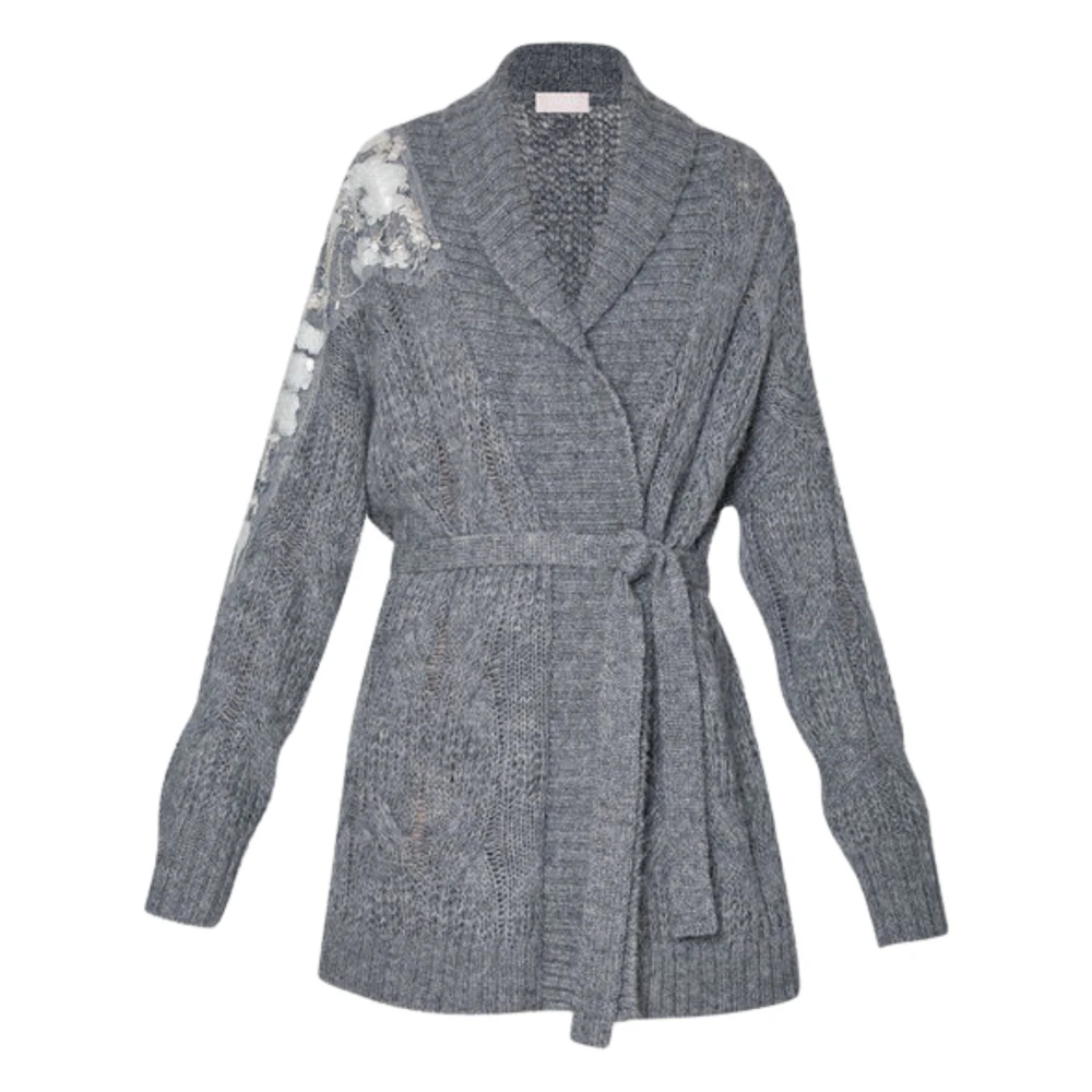 Liu Jo Grijze Vest met Vlechten en Pailletten Gray Dames