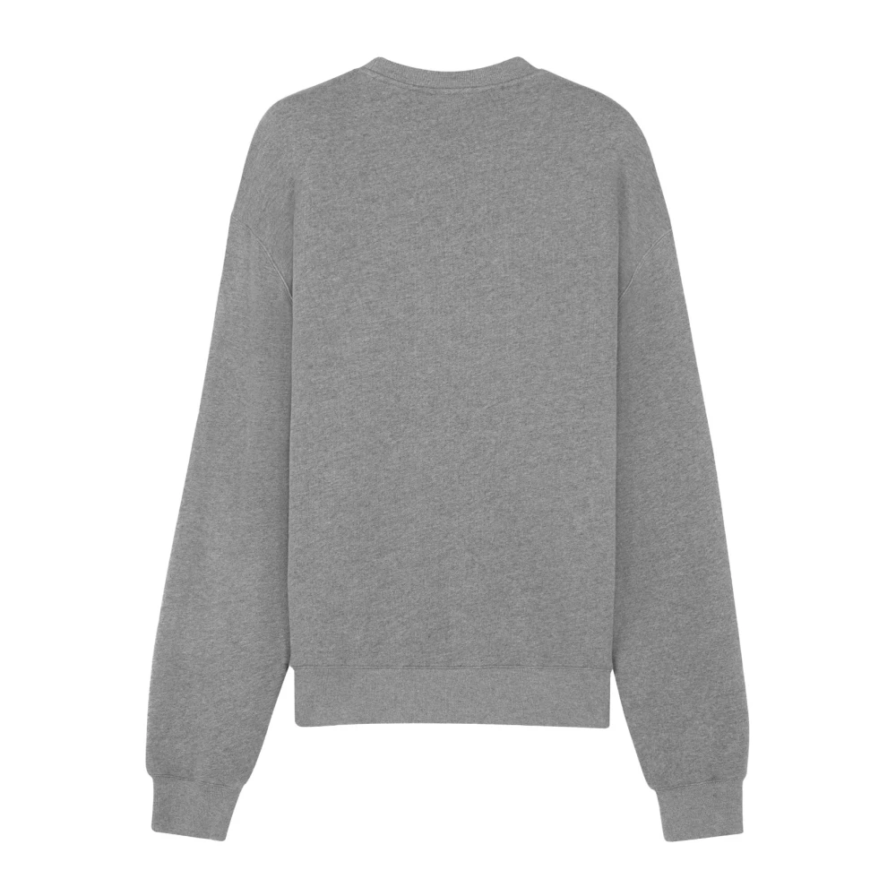 Maison Kitsuné Geborduurde Foxy Patch Katoenen Sweatshirt Gray Heren