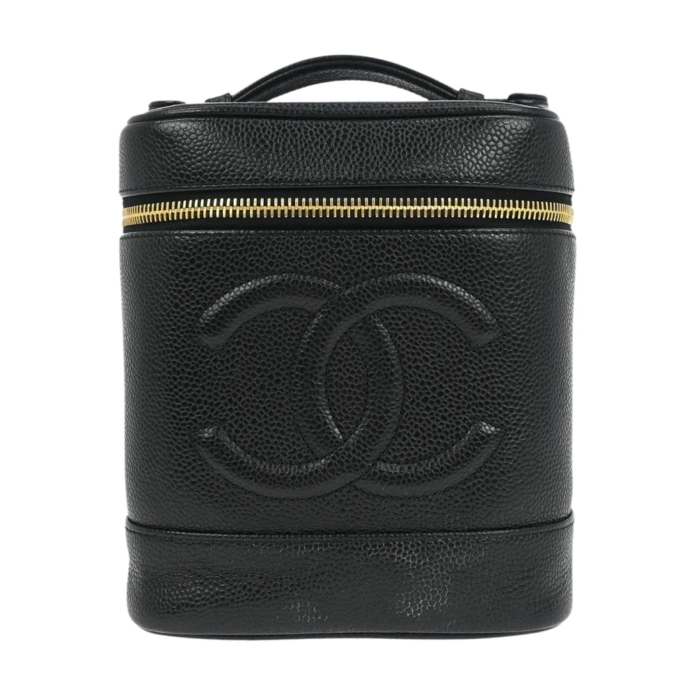 Chanel Vintage Women's Black Pre-Owned Vintage Vanity Case Handbag