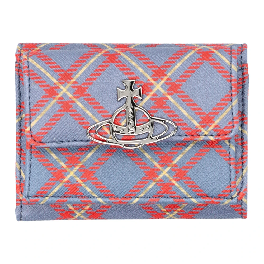 Vivienne Westwood Ruitjesprint Flap Portemonnee Blauw Oranje Multicolor Dames