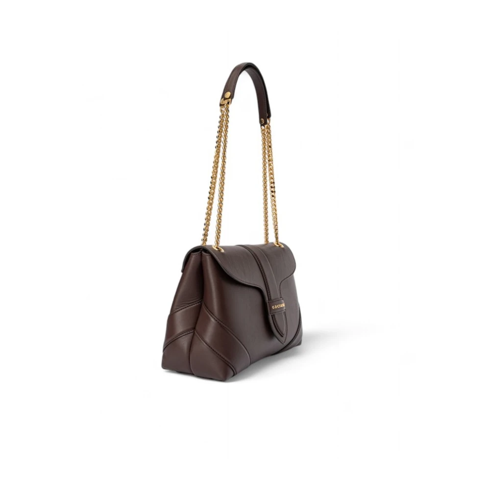 Orciani Leren schoudertas met kettingriem Brown Dames