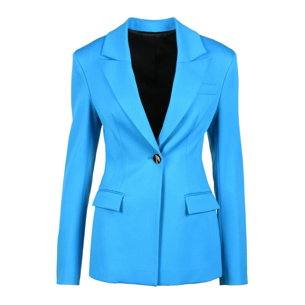 The Attico Wollen Blazer Knoopsluiting Gevoerd Blue Dames