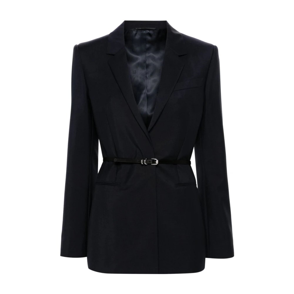 Givenchy Blauw Getextureerd Jasje met Schoudervullingen Blue Dames
