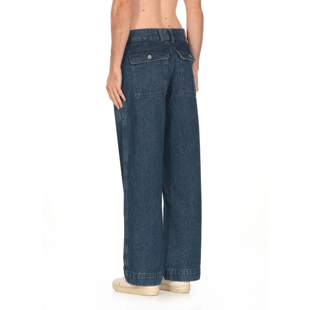 Maison Kitsuné Blauwe Katoenen Jeans met Zakken Blue Heren