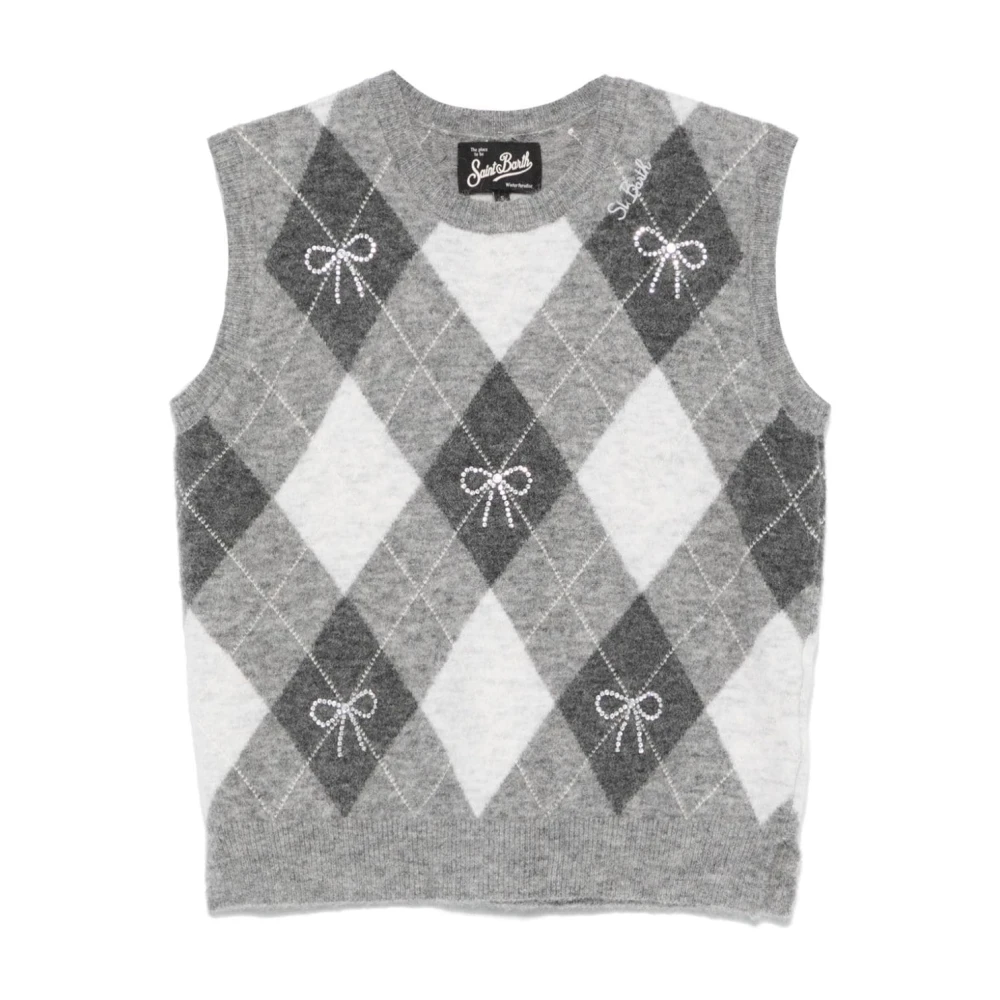 MC2 Saint Barth Wollen trui vest met diamantpatroon Gray Dames
