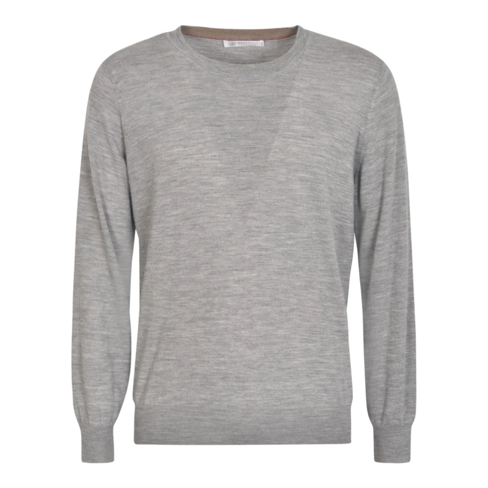 BRUNELLO CUCINELLI Luxe Grijs Bruin Gebreide Trui Gray Heren