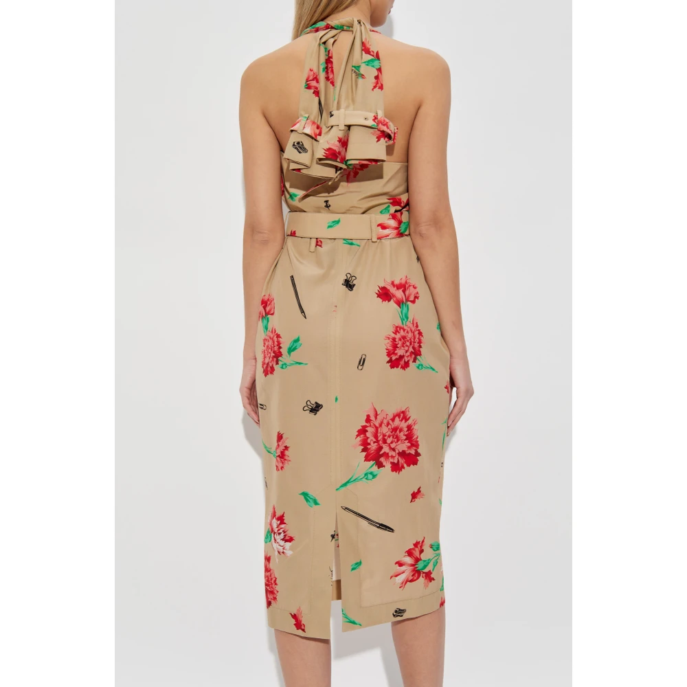 Moschino Jurk met bloemenmotief Beige Dames