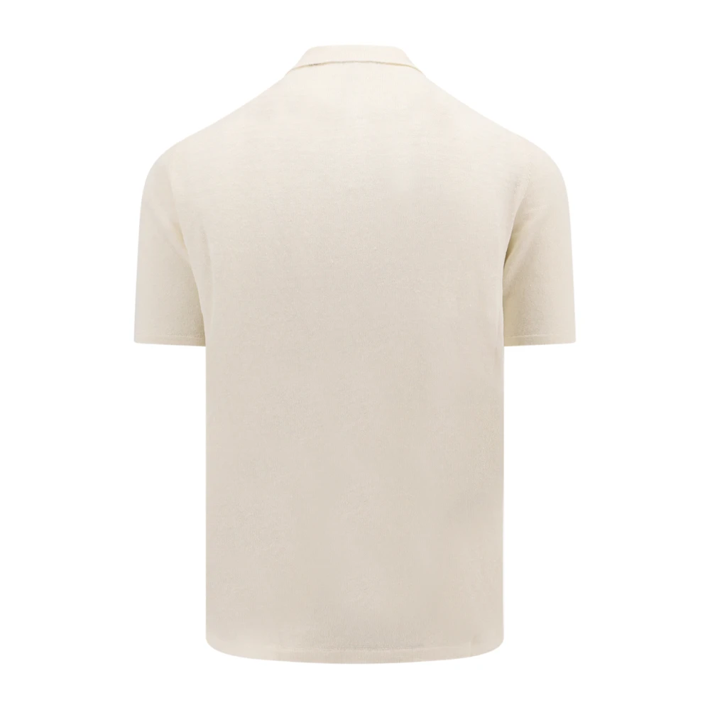 Roberto Collina Wit Linnen T-Shirt met Kraag White Heren