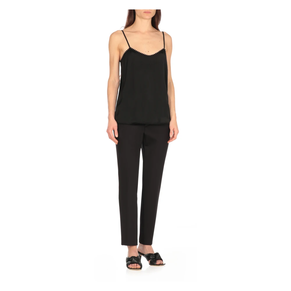 Fabiana Filippi Zwarte V-hals Viscose Top Vrouw Black Dames
