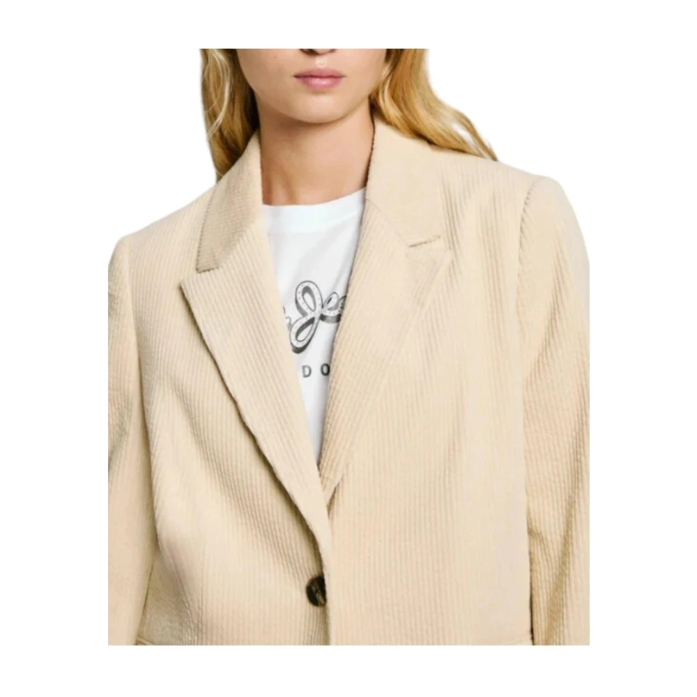 Pepe Jeans Beige Ribfluwelen Blazer Jas Beige Dames