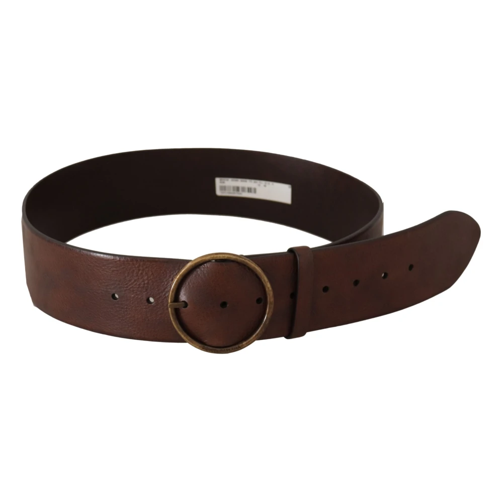 Dolce & Gabbana Elegante leren riem met gegraveerde gesp Brown Dames