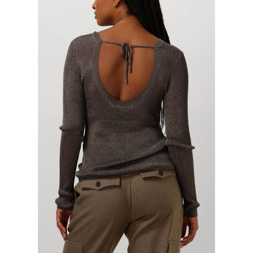 Gestuz Diepe Rug Blouse Stijlvolle Top Gray Dames