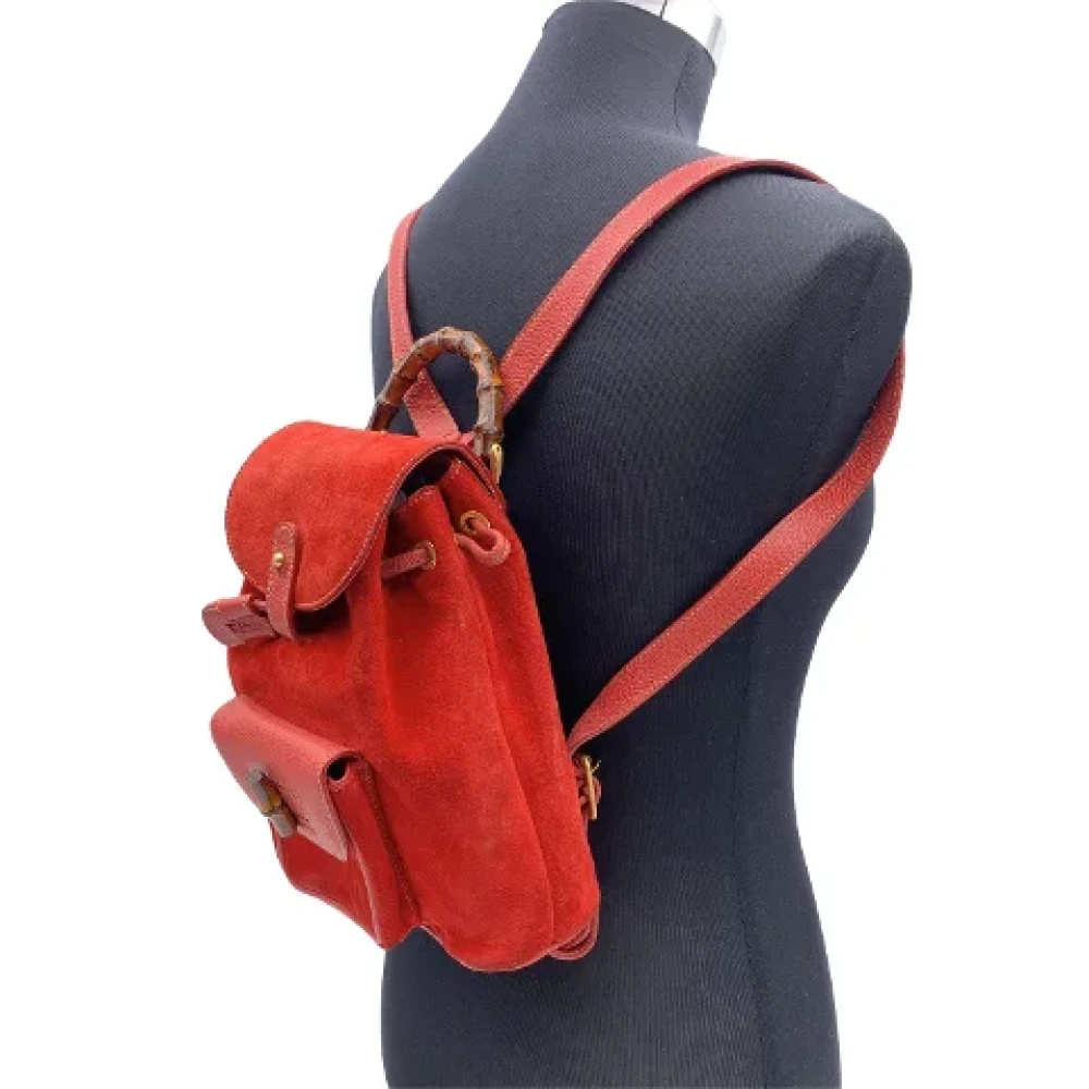 Gucci Vintage Pre-owned Suede backpacks Red Dames