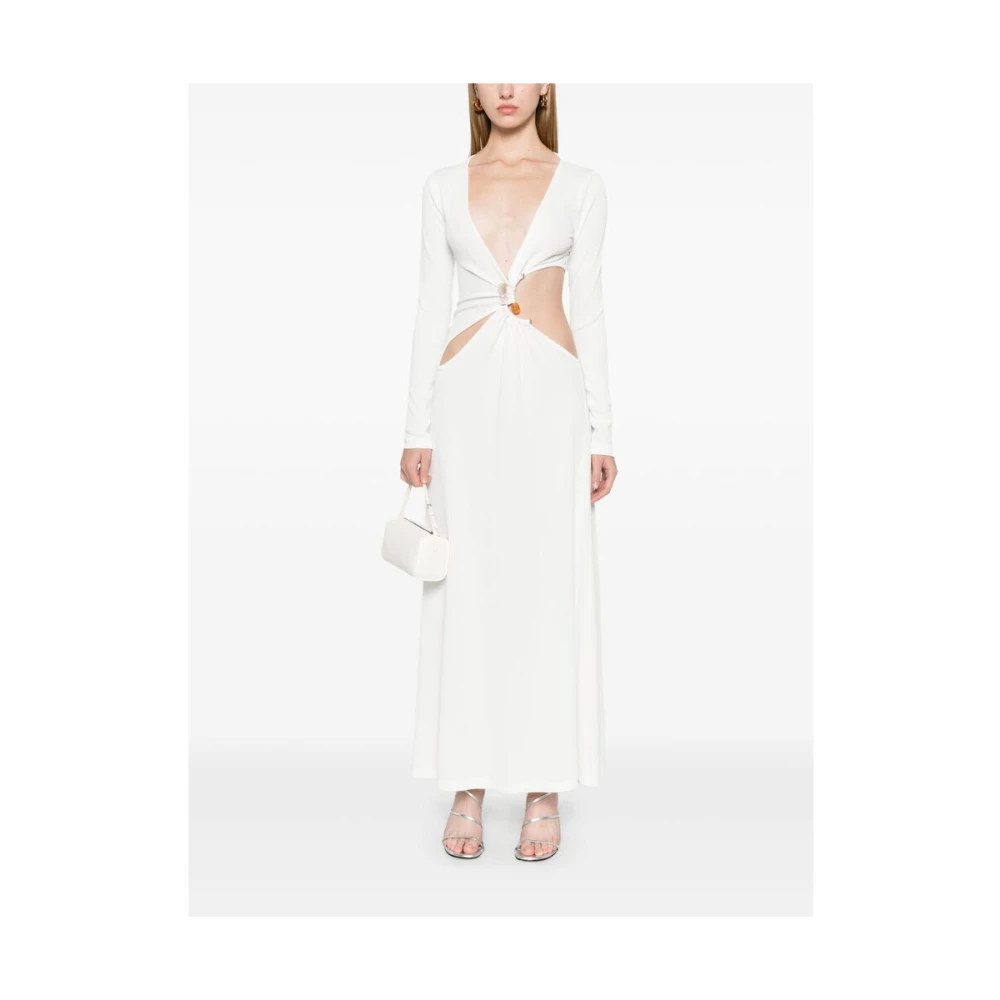 Christopher Esber Witte Geribbelde Jurk met Steenversiering White Dames