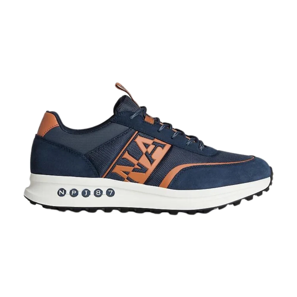 Napapijri Men's Blue Sneakers, 10 Uk, Leather And Fabric Low-Top Trainers