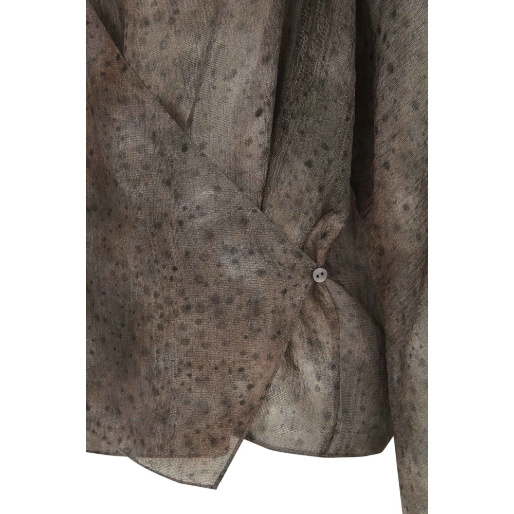 Cortana Zijden Dejavu Print Kruis Blouse Gray Dames