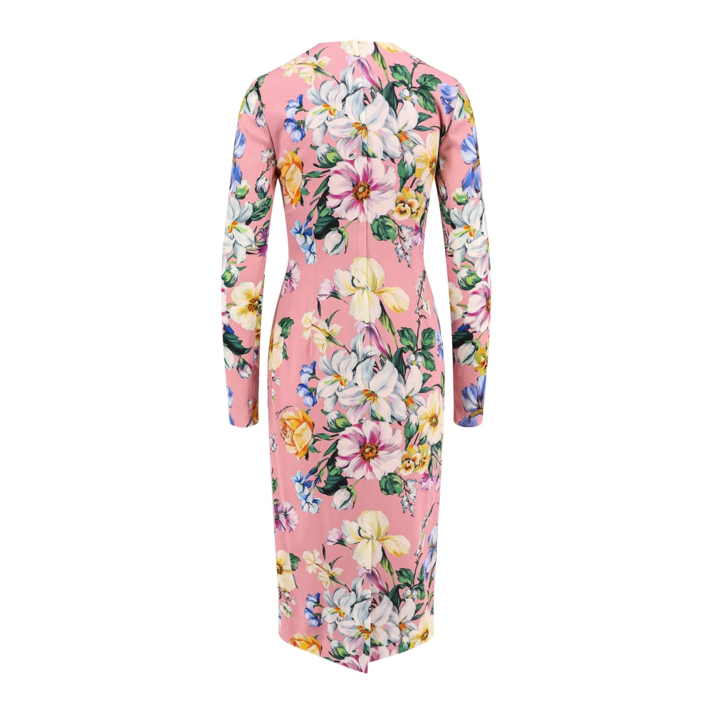 Dolce & Gabbana Bloemenprint Zijden Jurk met Lange Mouwen Multicolor Dames