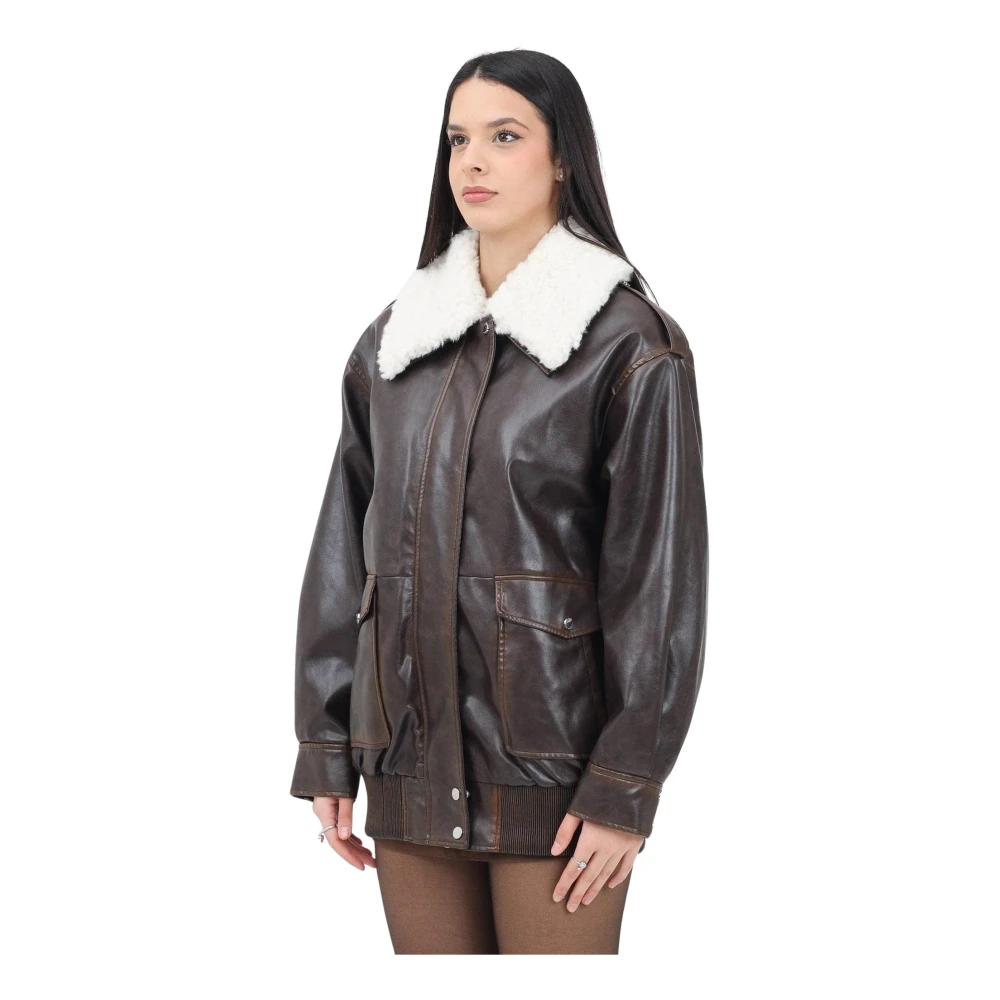ViCOLO Bruine Winterjas met Nep Bontkraag Brown Dames