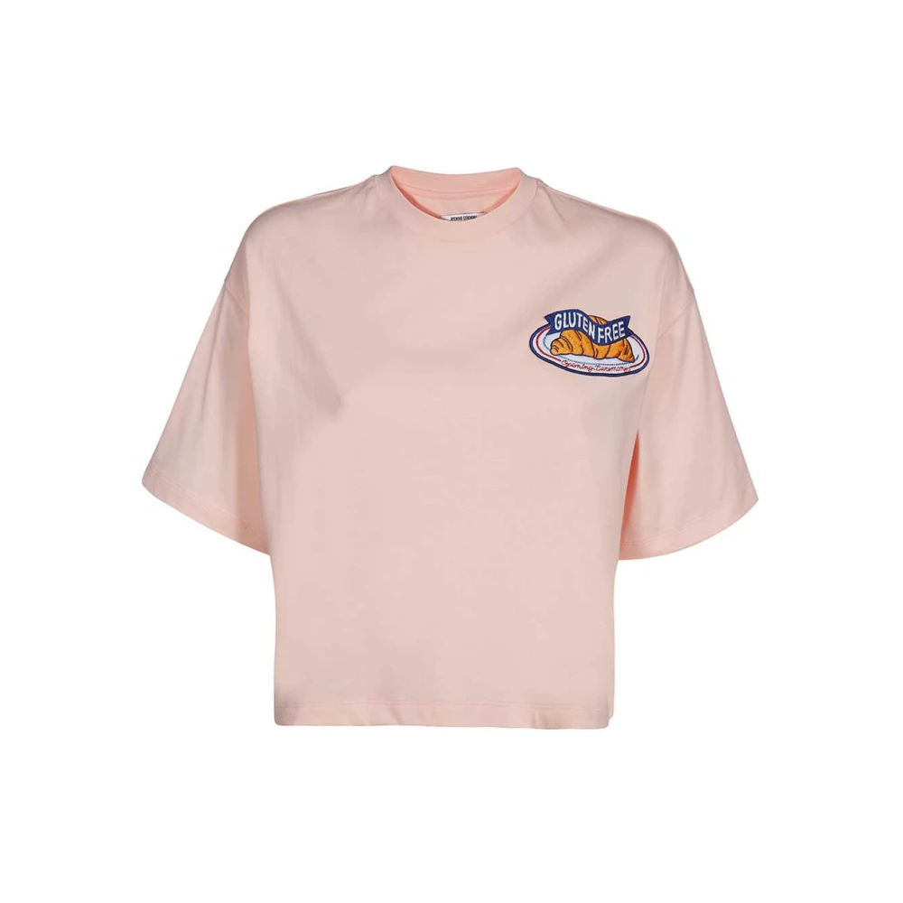 Opening Ceremony Geknipte Katoenen T-shirt met Logo Patch Pink Dames