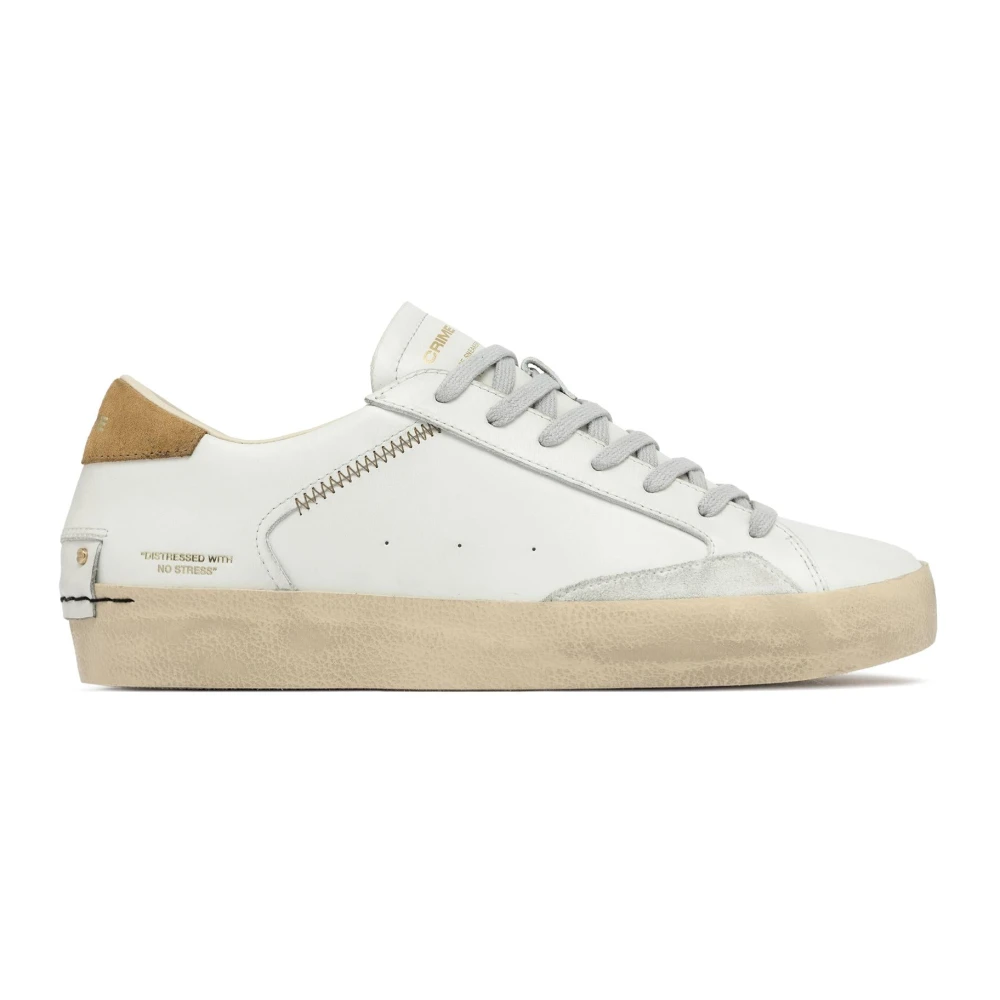 Crime London White Distressed Leather Trainers - Male - Sneakers - 12 Uk - Shoes