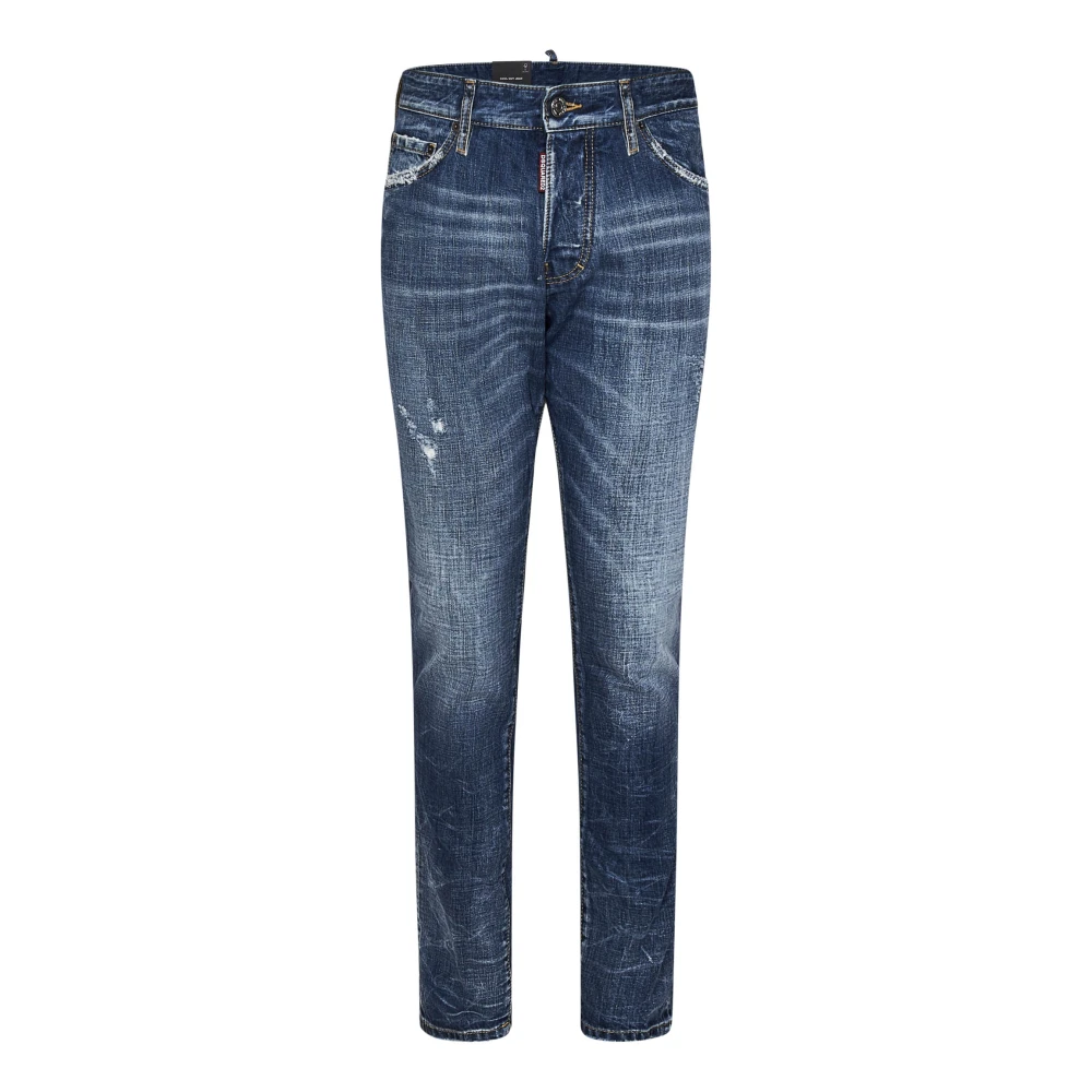 Dsquared2 Blauwe Slim Fit Reflecterende Lake Wash Jeans Blue Heren