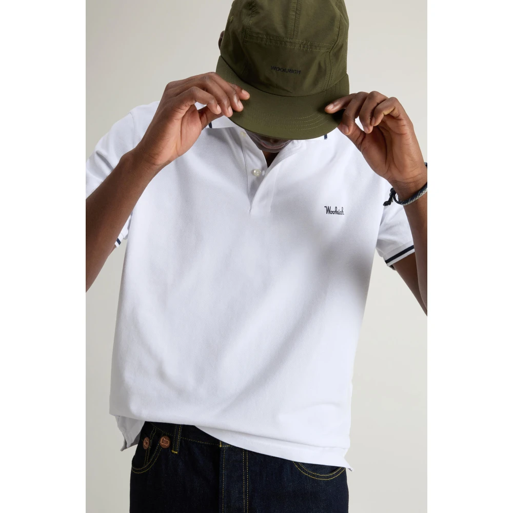 Woolrich Grafische Polo Shirt Wit White Heren