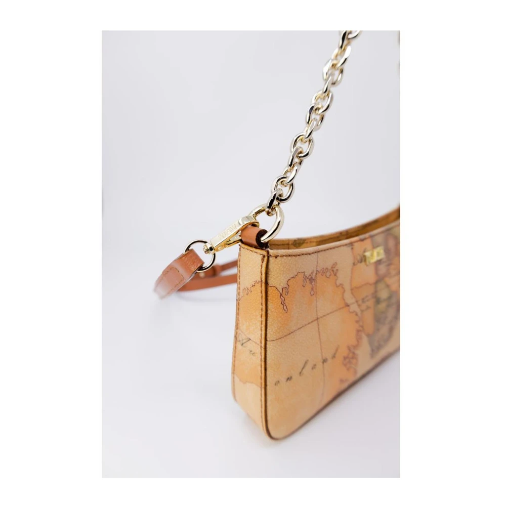 Alviero Martini 1a Classe Katoen Leren Handtas Dames Herfst Winter Collectie Beige Dames