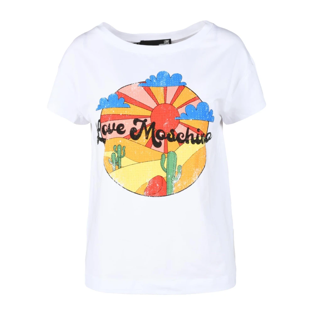 Love Moschino Katoen Spandex T-shirt White Dames