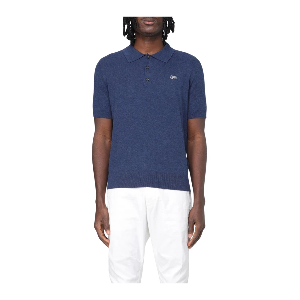 Dsquared2 Men's Blue Knitted Polo Short Sleeves