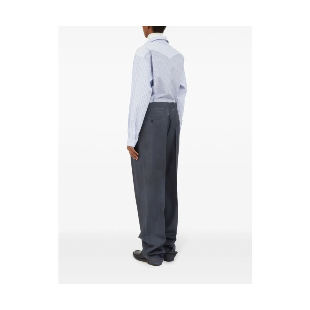 Maison Margiela Grijze Wollen Blend Signature Broek Gray Dames