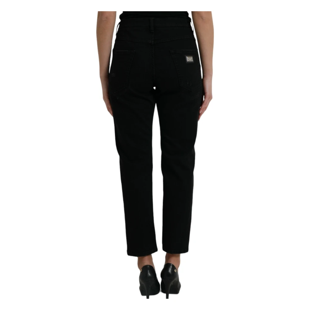 Dolce & Gabbana Elegante zwarte high-waisted stretch jeans Black Dames