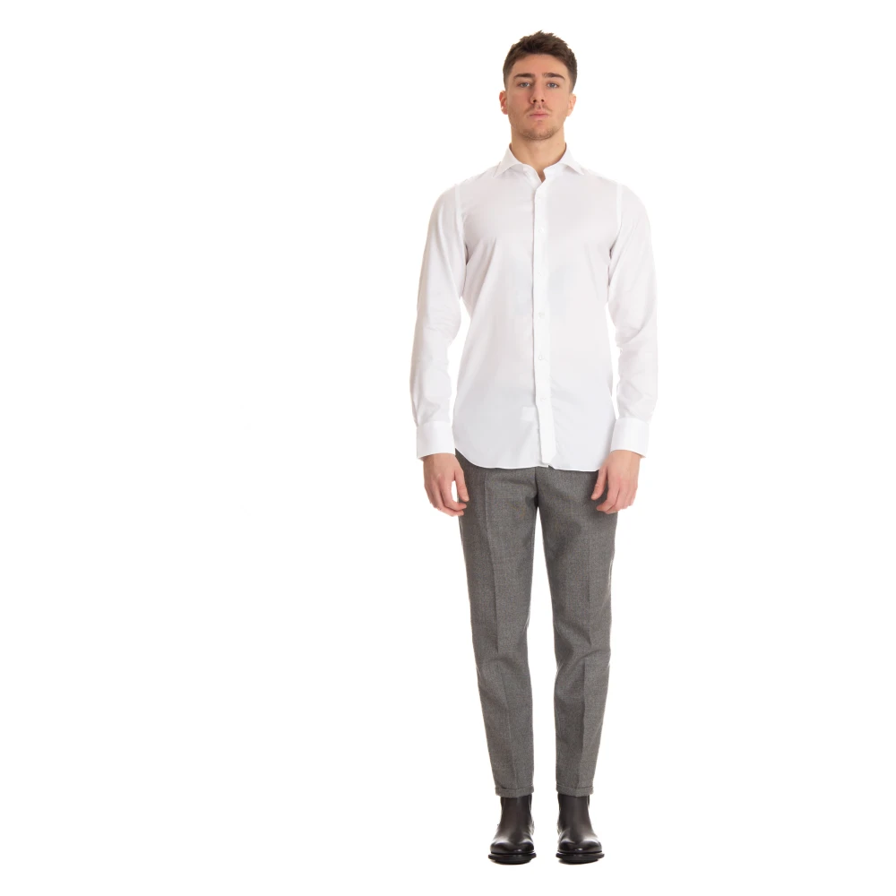 Finamore Milano Slim Fit Wit Overhemd White Heren