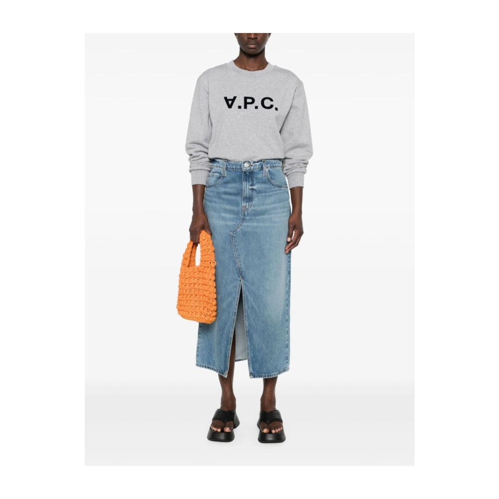 A.p.c. Standaard Flocked Logo Sweatshirt Gray Dames