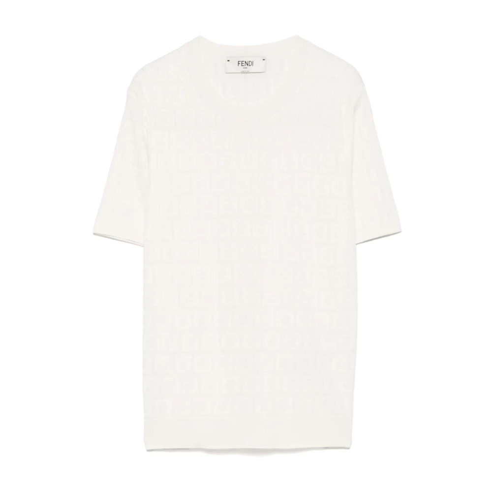 Fendi Women's White Crew Neck T-Shirts And Polos