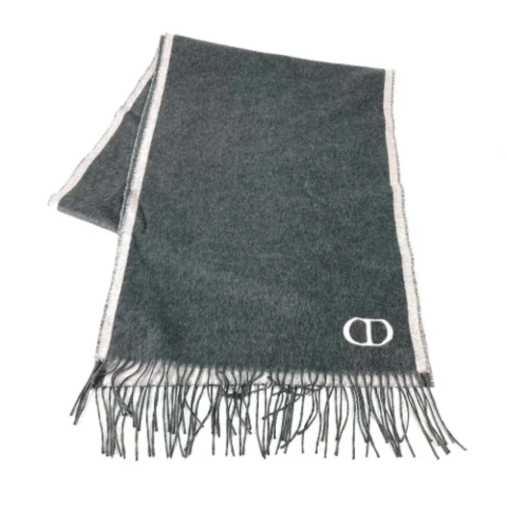 Dior Vintage Pre-owned Silk scarves Gray Dames