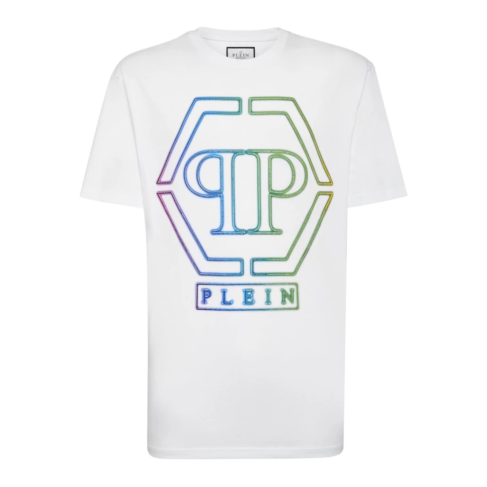 Philipp Plein Hexagon Geborduurd T-shirt Ronde Hals White Heren