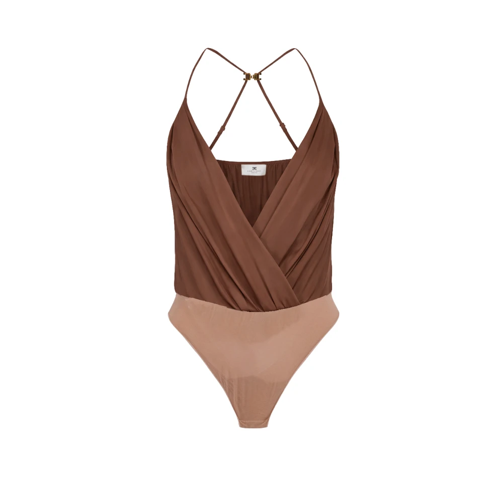 Elisabetta Franchi Women's Brown Full-Body, L, Viscose Georgette Bodysuit