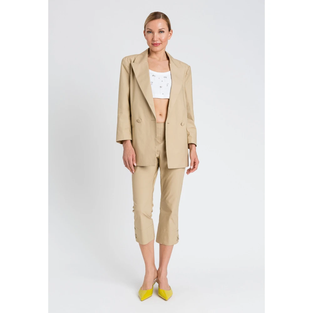 Twinset Beige Katoenen Broek Beige Dames