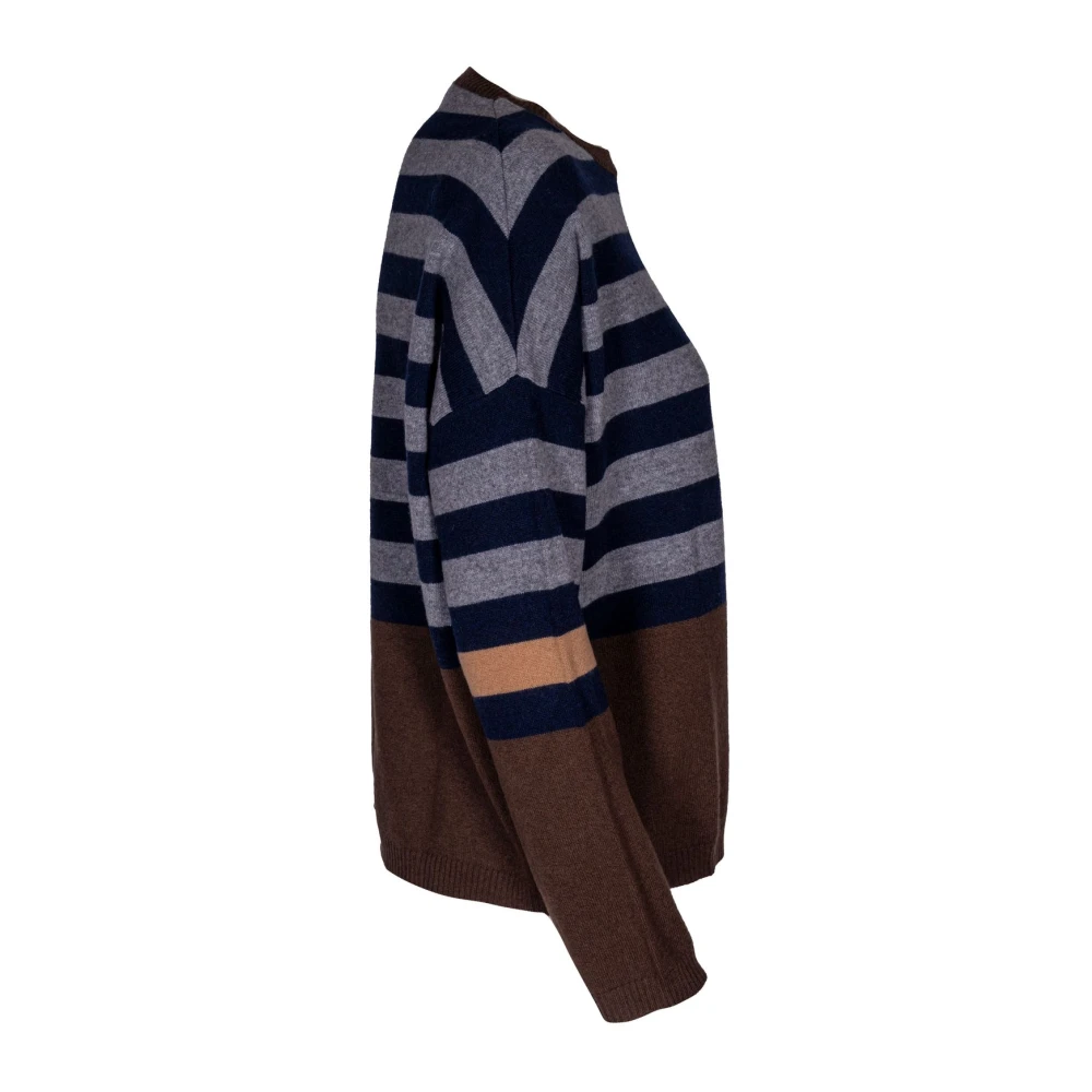 Kangra Dames Crewneck Sweater. Lange Mouw. Wol Kasjmier. Gemaakt in Italië Blue Dames
