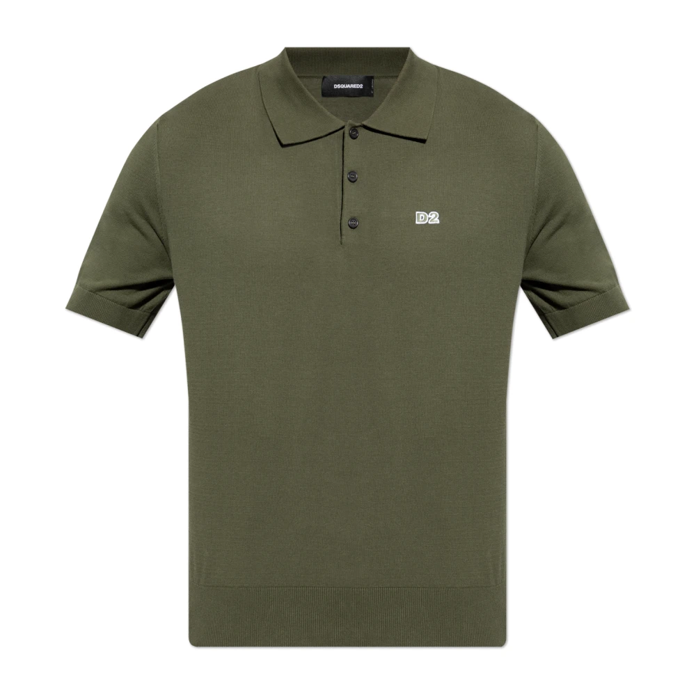 Dsquared2 Men's Green Polo With Logo - Polo Shirts - Xl - Tops