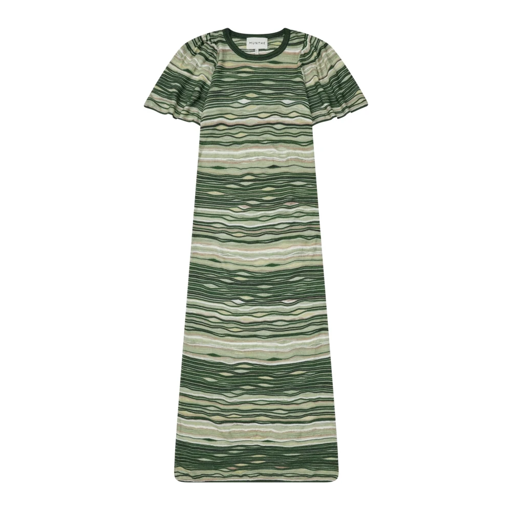 Munthe Groene Gebreide Jurk met Korte Mouwen Multicolor Dames