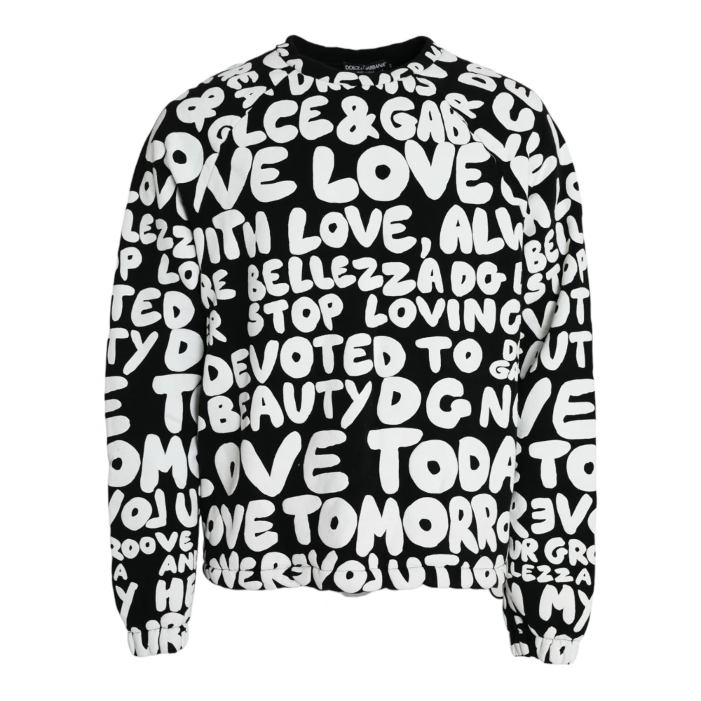Dolce & Gabbana Zwart Logo Print Crew Neck Sweatshirt Black Heren