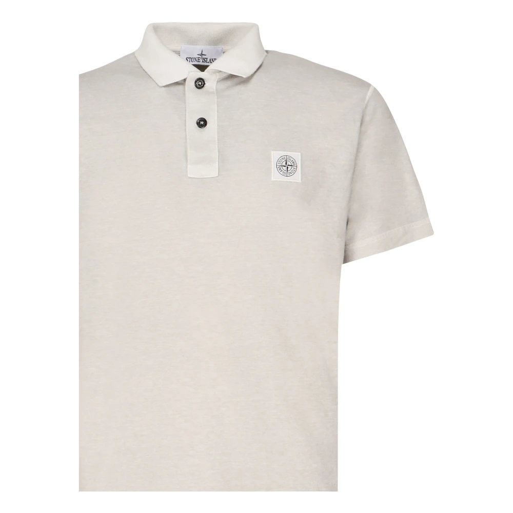 Stone Island Beige Polo Shirt met Logo Patch Beige Heren