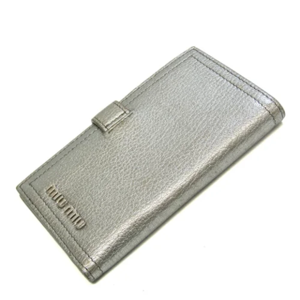 Miu Pre-owned Leather wallets Gray Dames