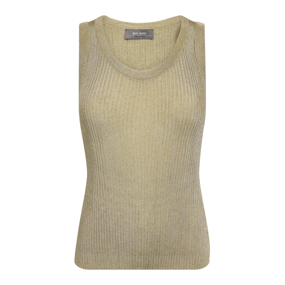 MOS MOSH Geribbelde Gebreide Tanktop Goud Yellow Dames