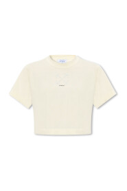 Crop T-Shirt mit Perlenapplikation